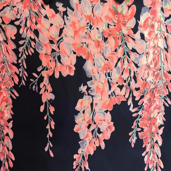 Dalia Macphee Navy and Pink Floral Athletic Collared Dress Size L - Picture 5 of 6